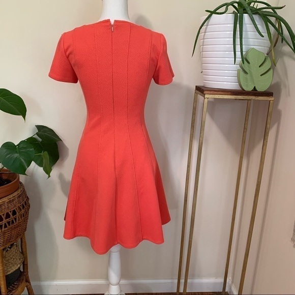Rebecca Taylor Short Sleeve‎ Knit Pique Dress in Coral sz 2 - Picture 4 of 5
